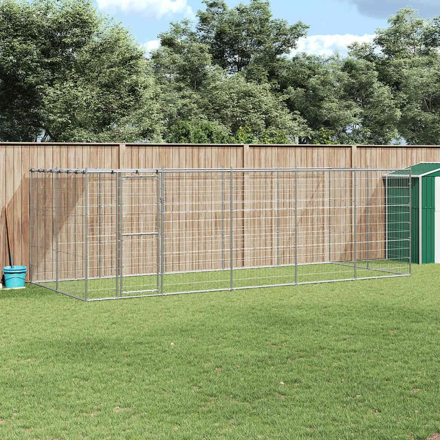 Chenil extérieur Acier galvanisé avec toit 12,1 m²