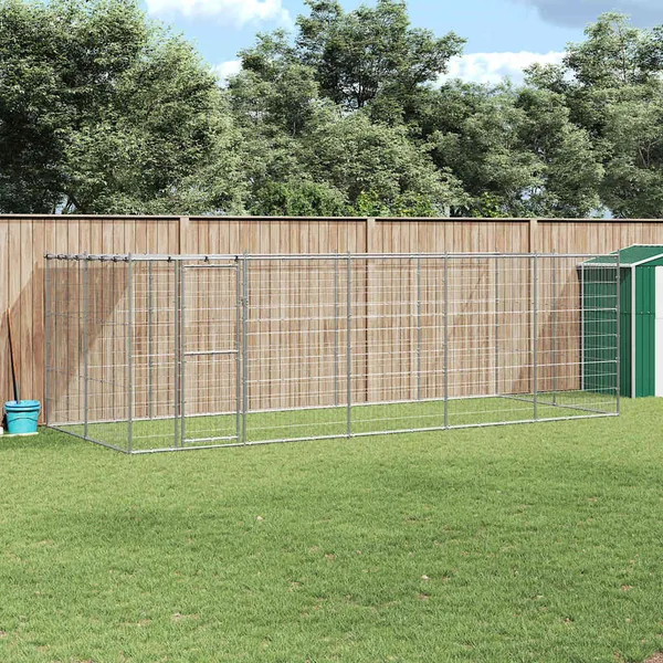Chenil extérieur Acier galvanisé avec toit 12,1 m²