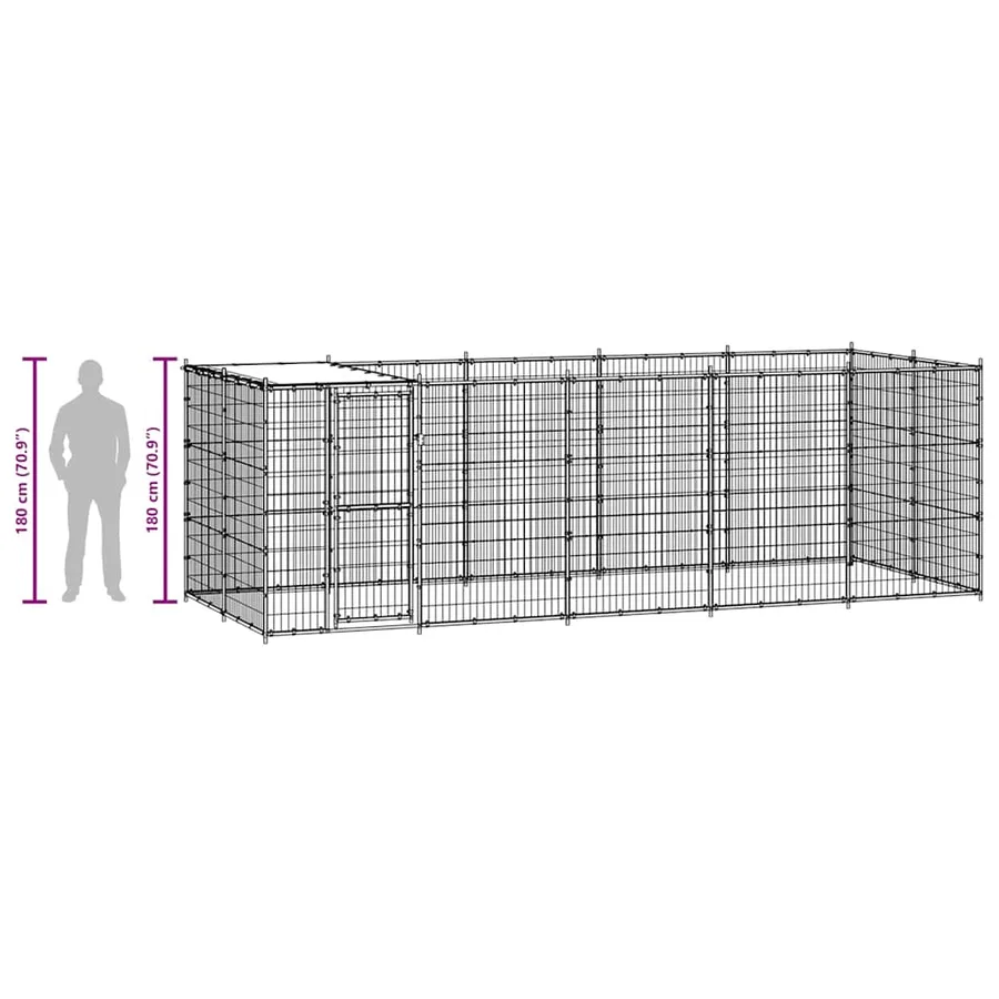 Chenil extérieur Acier galvanisé avec toit 12,1 m² - 9