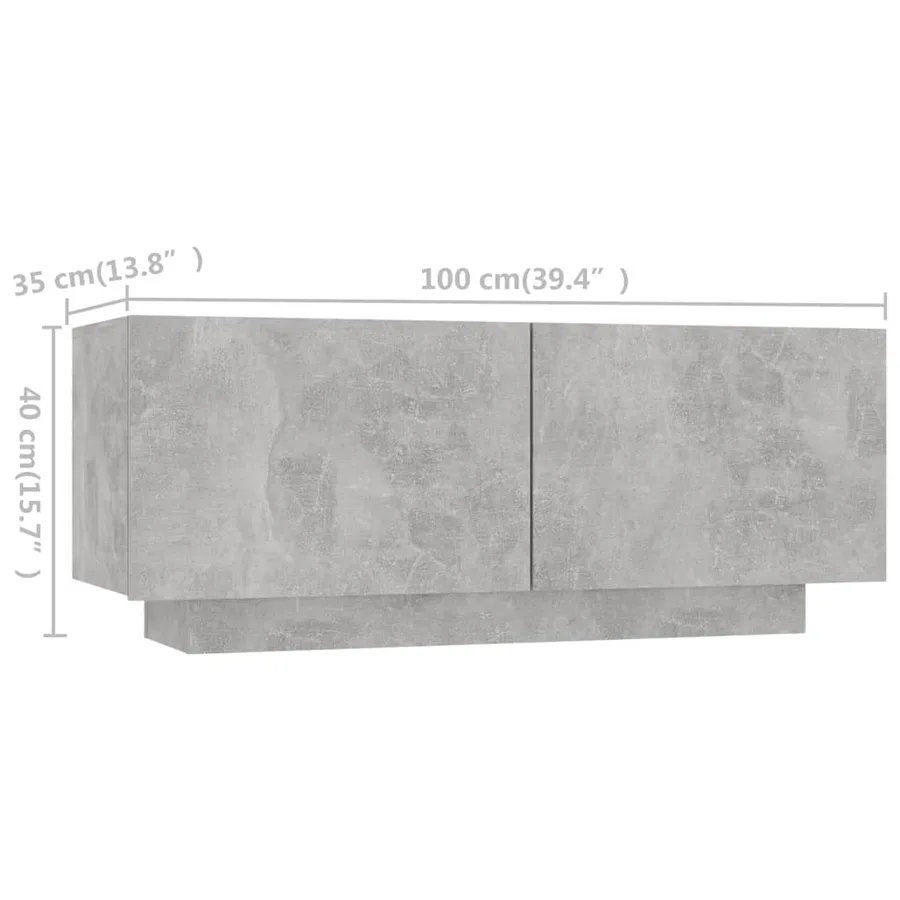 Meuble TV avec lumières LED Gris béton 200x35x40 cm - 13