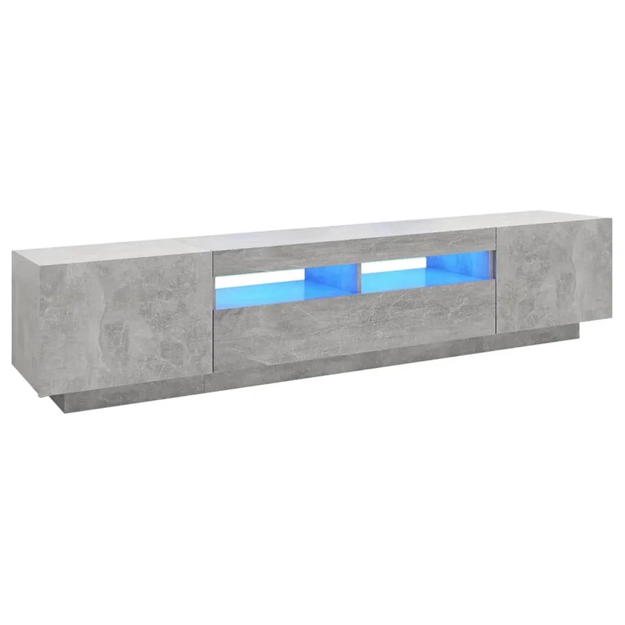Meuble TV avec lumières LED Gris béton 200x35x40 cm - 2