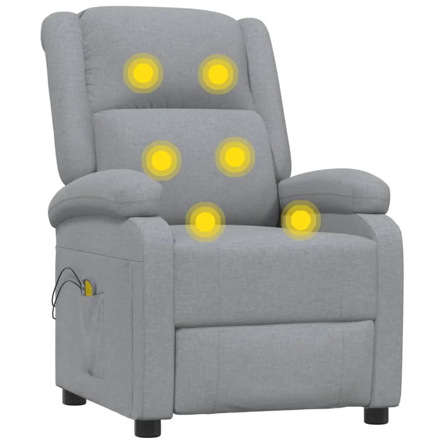 Fauteuil électrique de massage Gris clair Tissu - 8