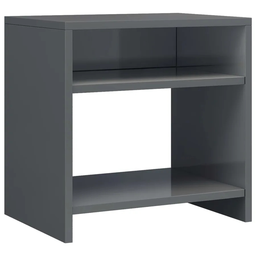 Table de chevet gris brillant 40x30x40 cm bois d'ingénierie - 2