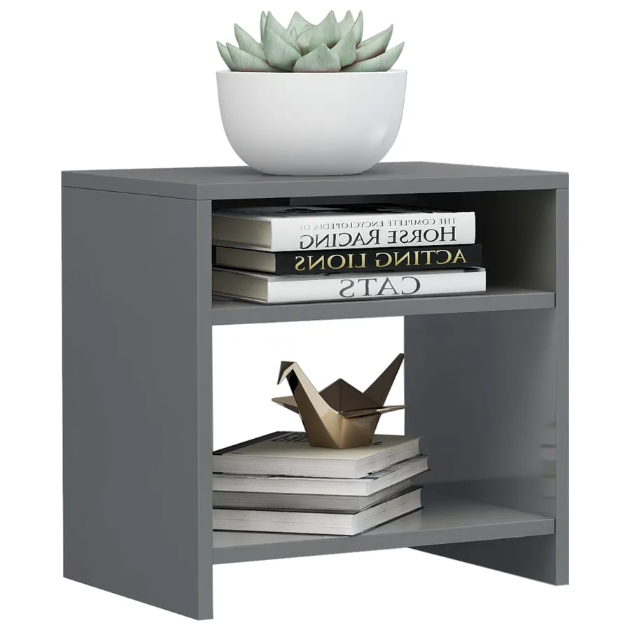 Table de chevet gris brillant 40x30x40 cm bois d'ingénierie - 3
