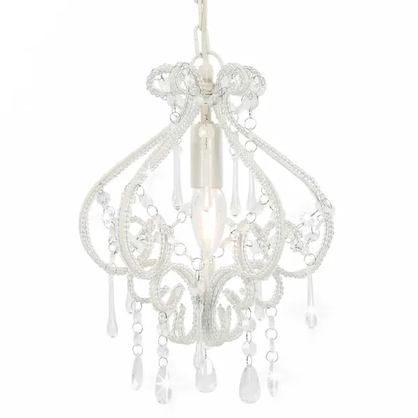 Plafonnier avec perles Blanc Rond E14