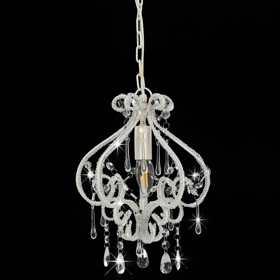 Plafonnier avec perles Blanc Rond E14 - 3