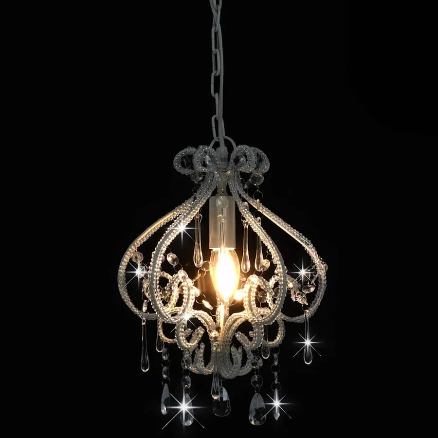 Plafonnier avec perles Blanc Rond E14 - 4