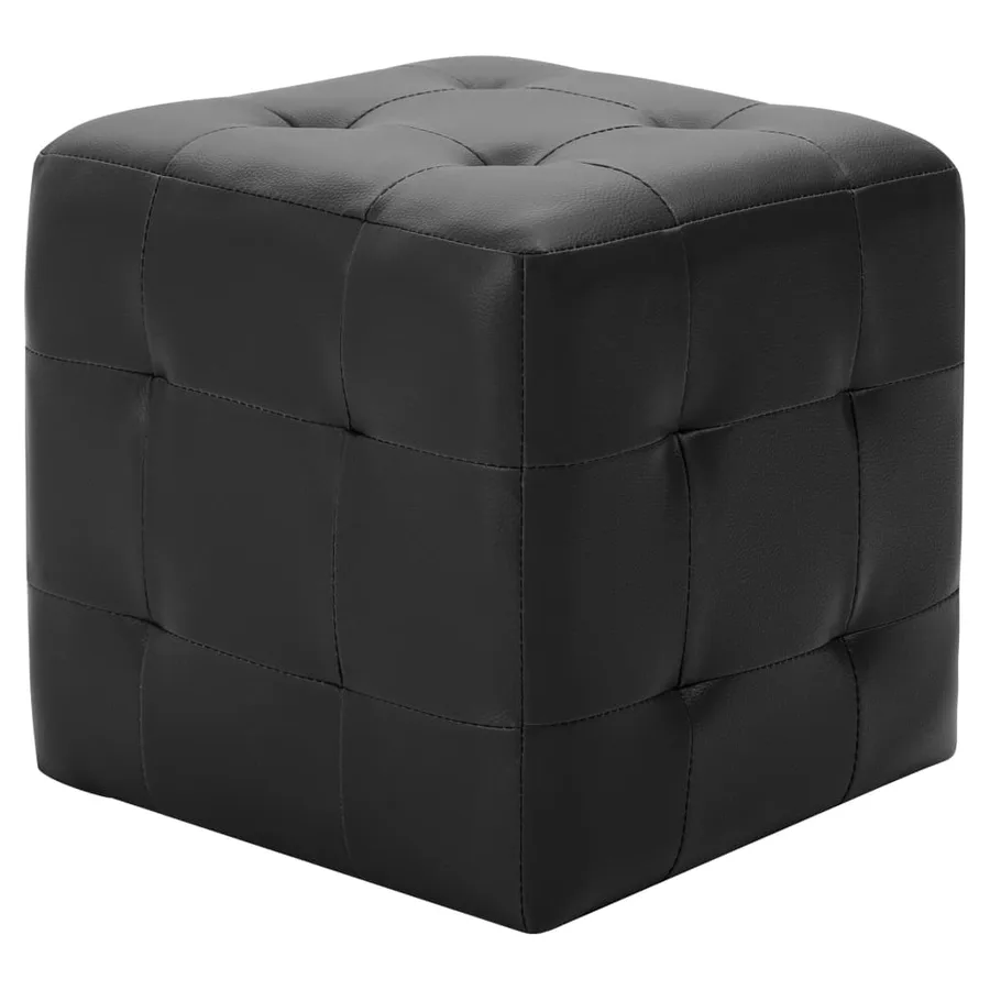 Poufs 2 pcs Noir 30 x 30 x 30 cm Similicuir - 2