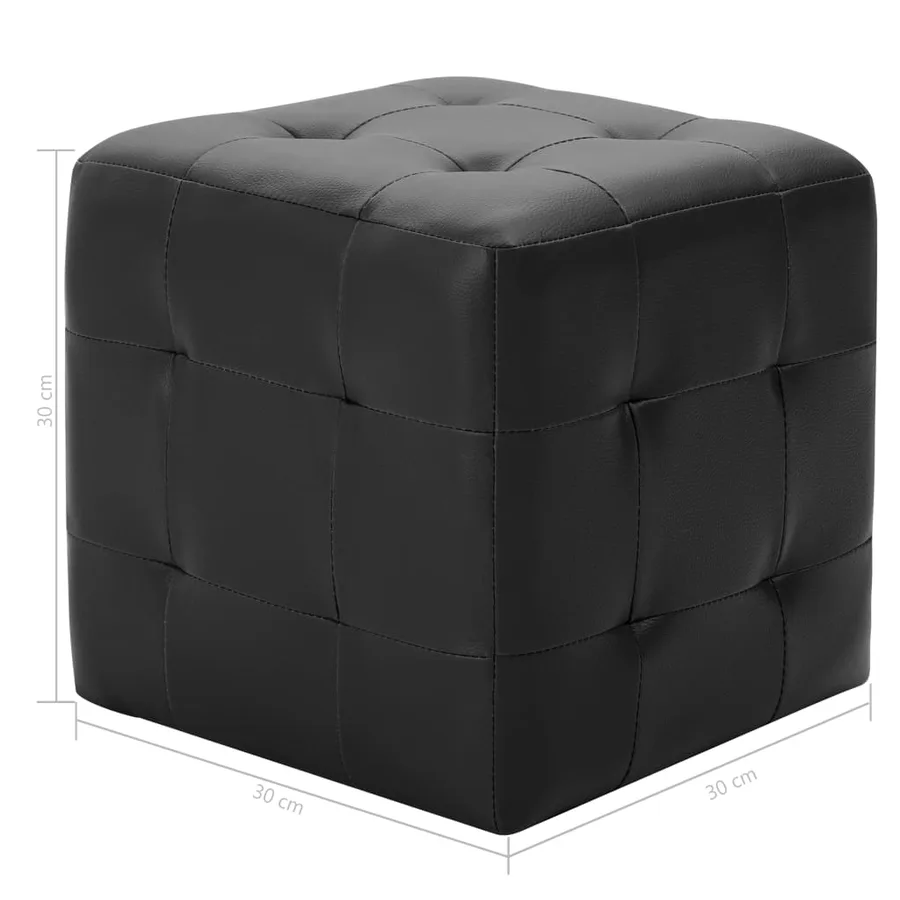Poufs 2 pcs Noir 30 x 30 x 30 cm Similicuir - 5