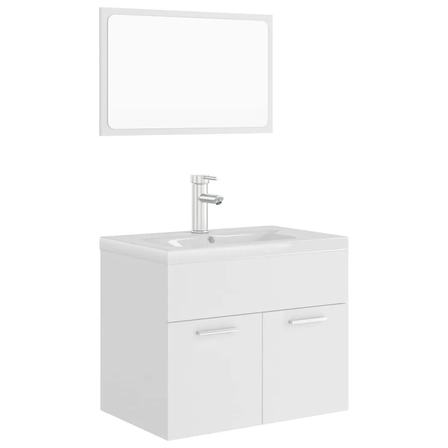 Ensemble de meubles de salle de bain Blanc Aggloméré - 2