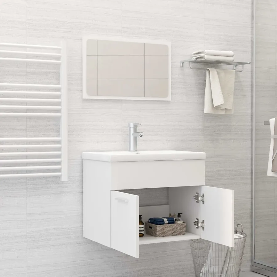 Ensemble de meubles de salle de bain Blanc Aggloméré - 3