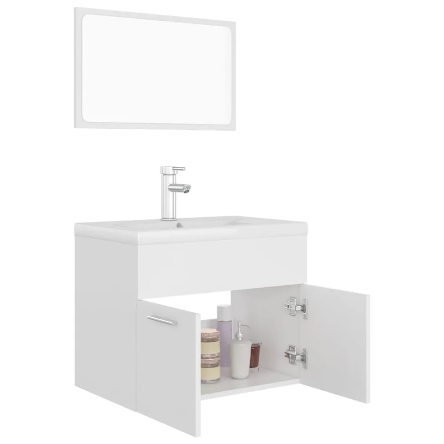 Ensemble de meubles de salle de bain Blanc Aggloméré - 4
