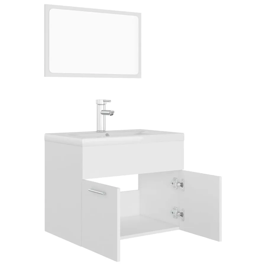 Ensemble de meubles de salle de bain Blanc Aggloméré - 5