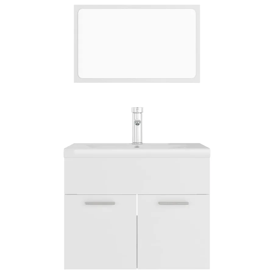 Ensemble de meubles de salle de bain Blanc Aggloméré - 6