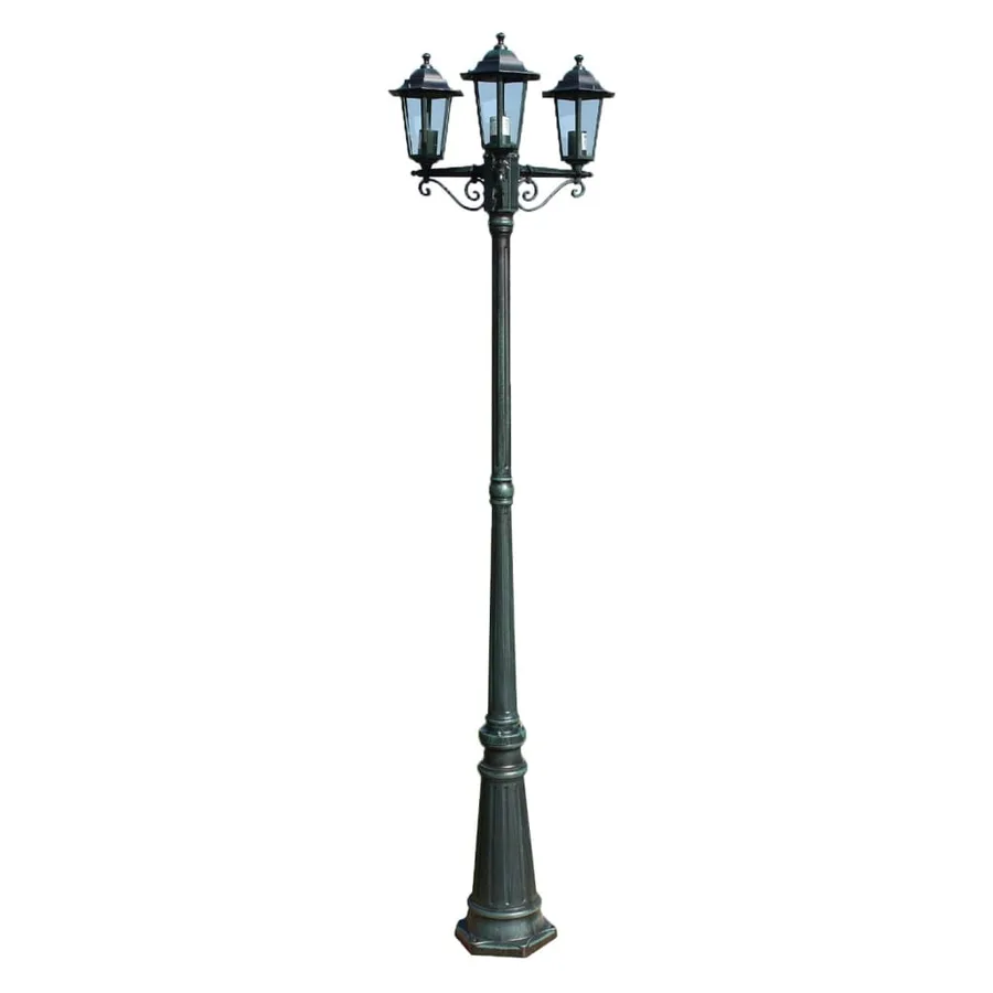 Lampadaire de jardin 3 bras 215 cm Vert foncé/Noir Aluminium - 2