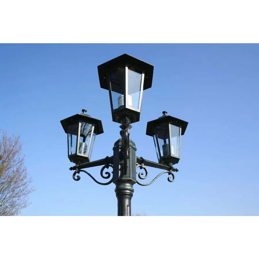 Lampadaire de jardin 3 bras 215 cm Vert foncé/Noir Aluminium - 3