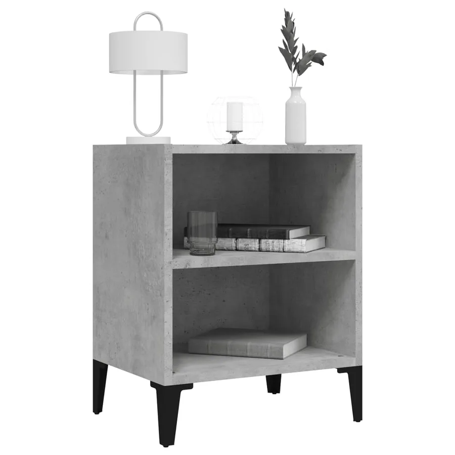 Table de chevet avec pieds en métal gris béton 40x30x50 cm - 3