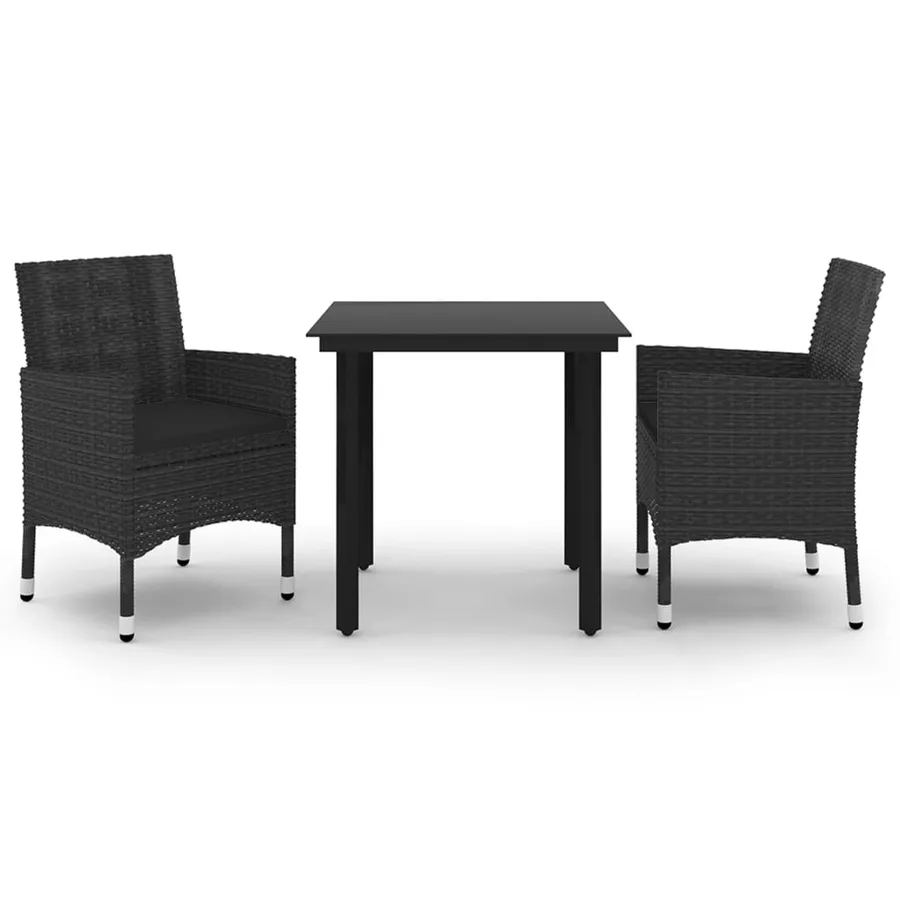 Ensemble à manger de jardin coussins 3 pcs Résine tressée Verre - 2