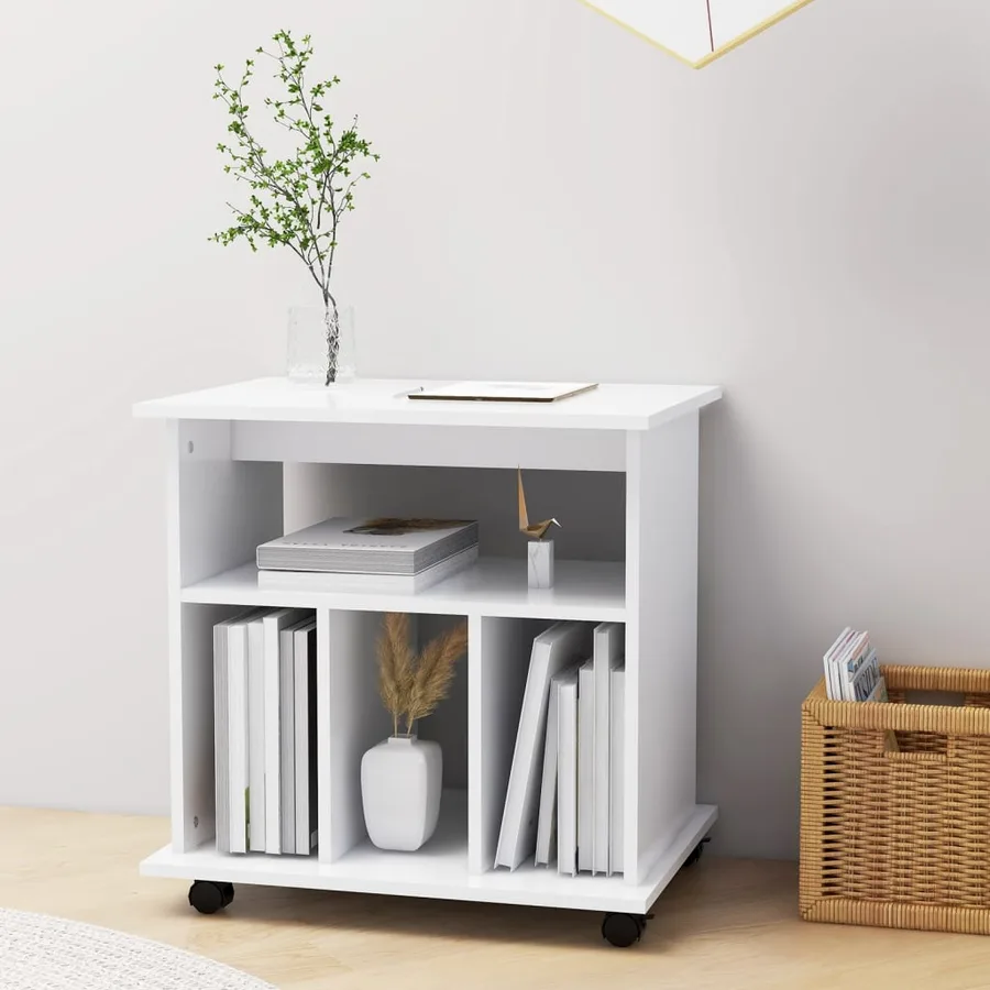 Armoire à roulettes Blanc 60x45x60 cm Bois d’ingénierie - 3