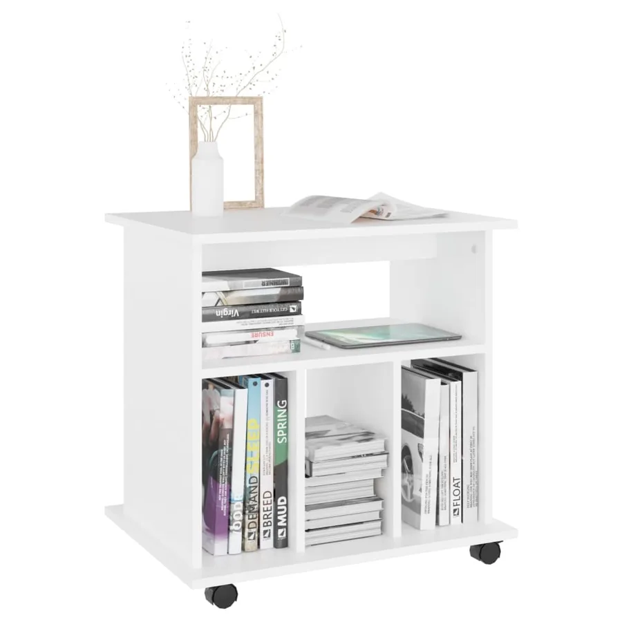 Armoire à roulettes Blanc 60x45x60 cm Bois d’ingénierie - 6