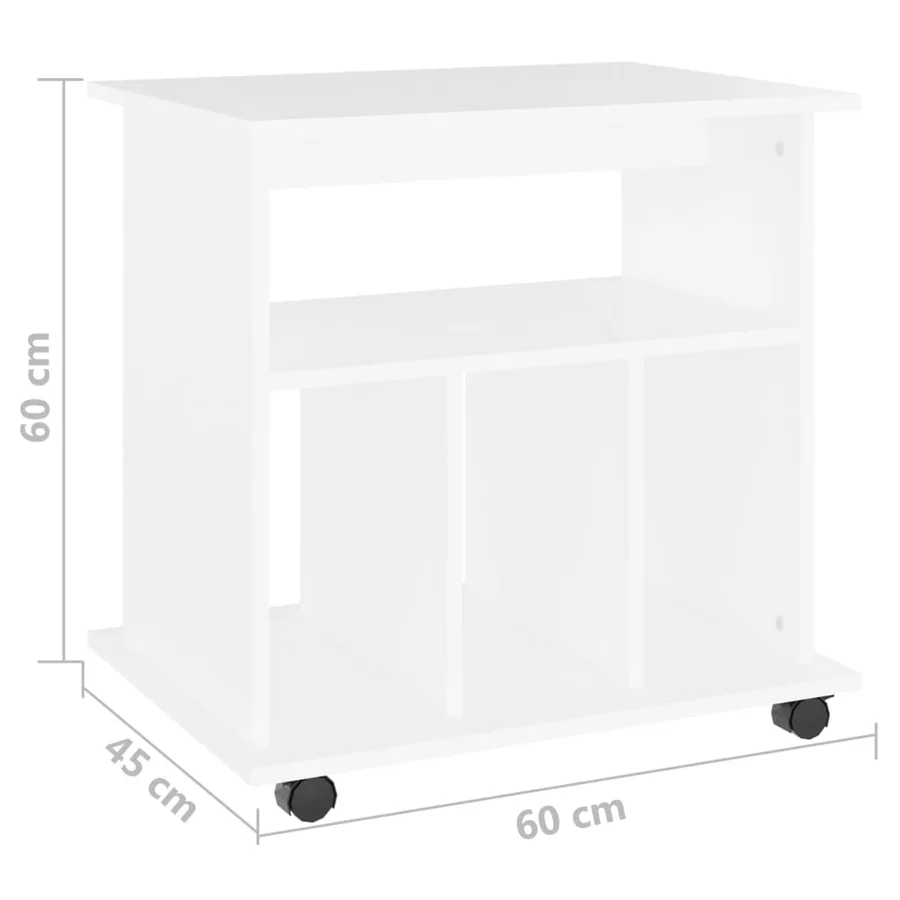 Armoire à roulettes Blanc 60x45x60 cm Bois d’ingénierie - 7