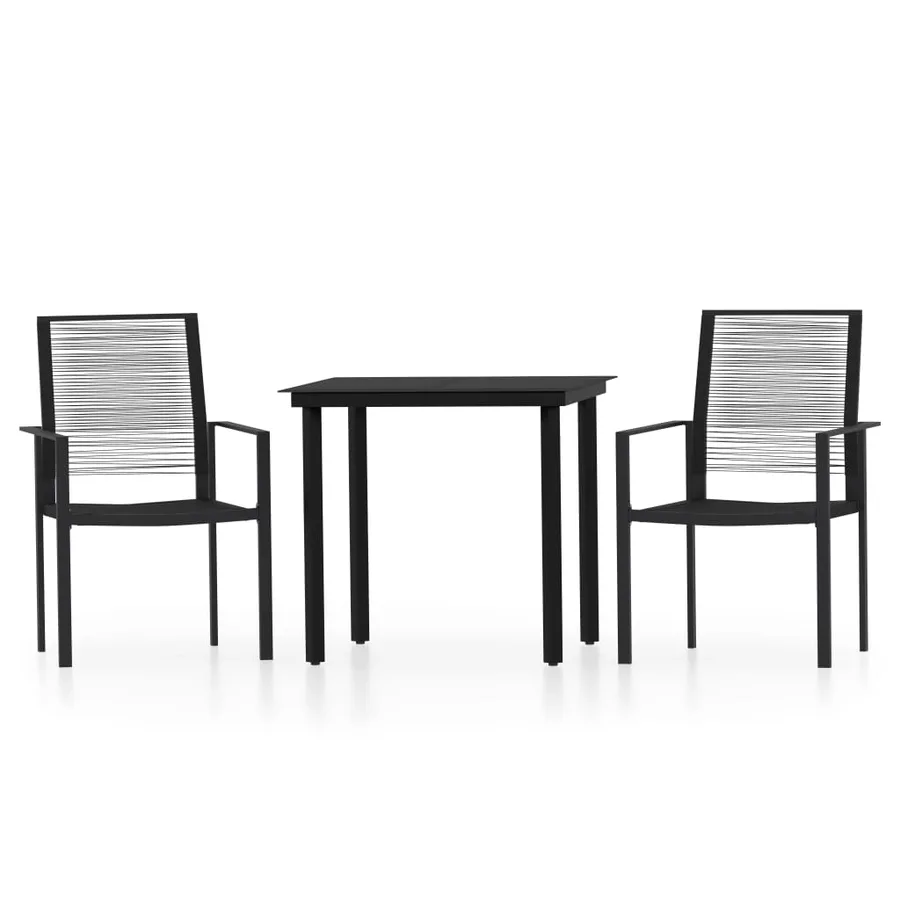 Ensemble à manger de jardin 3 pcs Noir - 2