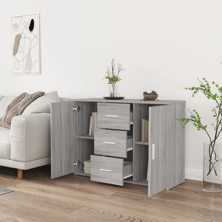 Buffet Sonoma gris 91x29,5x65 cm Bois d'ingénierie - 3