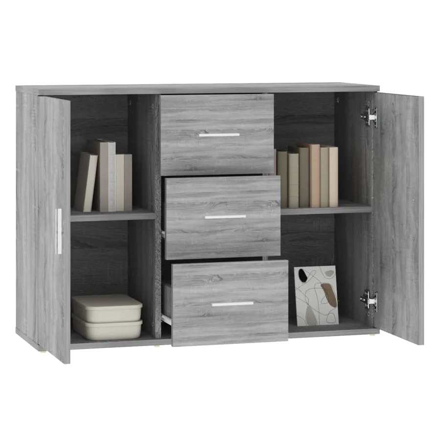 Buffet Sonoma gris 91x29,5x65 cm Bois d'ingénierie - 4