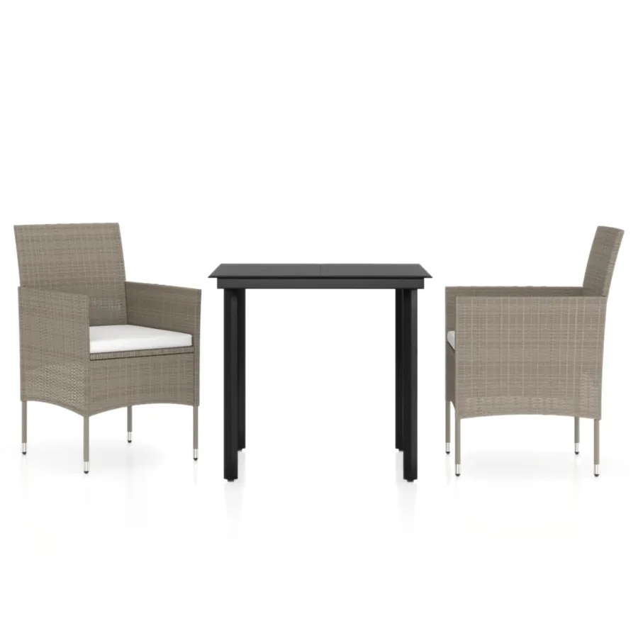 Ensemble à manger de jardin avec coussins 3 pcs Beige et noir - 2