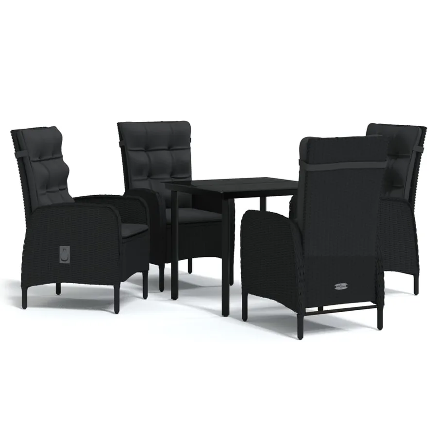 Ensemble à manger de jardin avec coussins 5 pcs Noir - 2