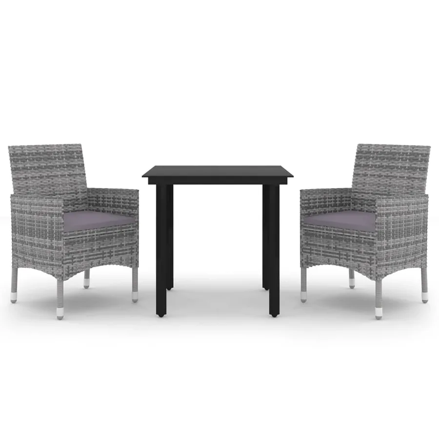 Ensemble à manger de jardin coussins 3 pcs Résine tressée Verre - 2