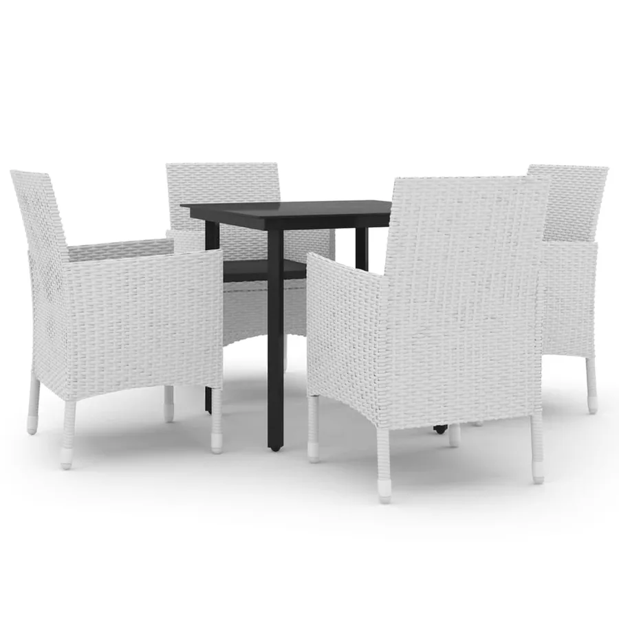 Ensemble à manger de jardin coussins 5 pcs Résine tressée Verre - 2