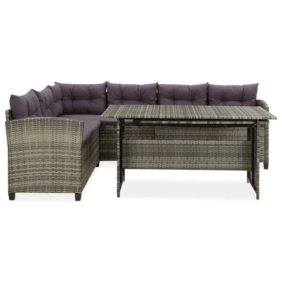 Salon de jardin 2 pcs avec coussins Résine tressée Gris - 2