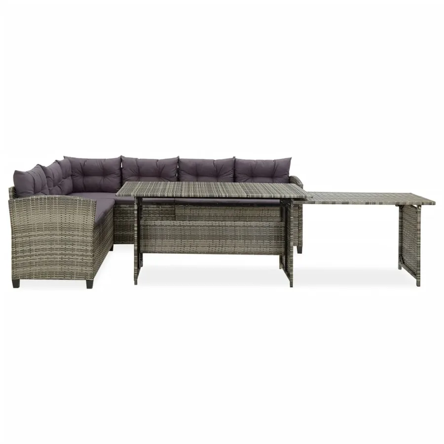 Salon de jardin 2 pcs avec coussins Résine tressée Gris - 3