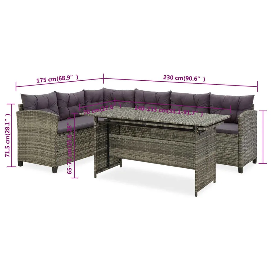 Salon de jardin 2 pcs avec coussins Résine tressée Gris - 8