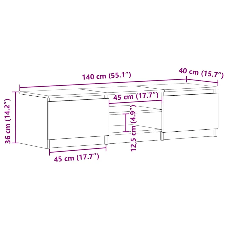 Meuble TV Chêne sonoma 140x40x35,5 cm Bois d'ingénierie - 11