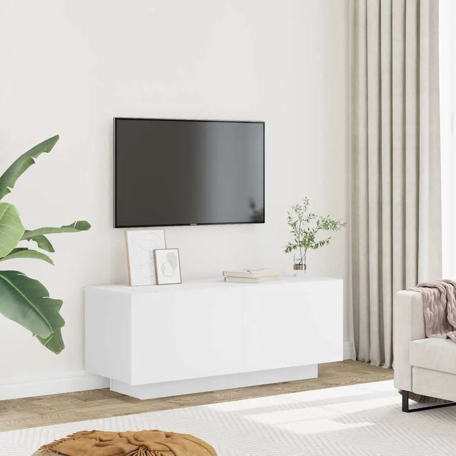 Meuble TV Blanc 100x35x40 cm Bois d'ingénierie