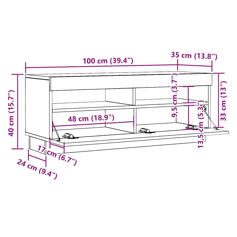 Meuble TV Blanc 100x35x40 cm Bois d'ingénierie - 12