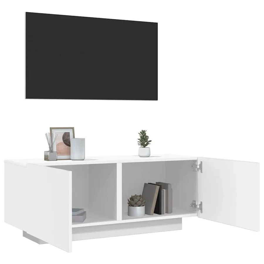 Meuble TV Blanc 100x35x40 cm Bois d'ingénierie - 3
