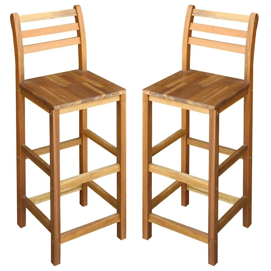 Tabourets de bar lot de 2 bois d'acacia massif - 2
