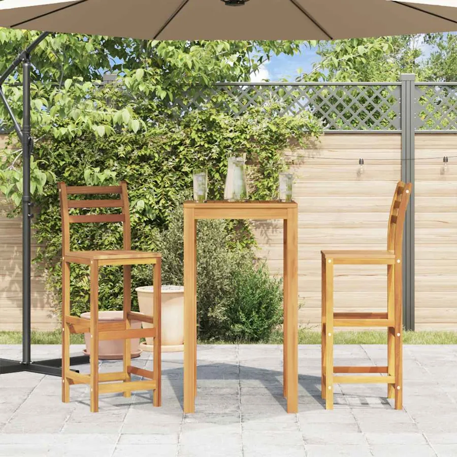 Tabourets de bar lot de 2 bois d'acacia massif - 3