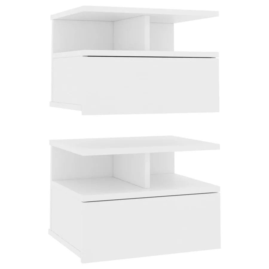 Tables de chevet flottantes 2 pcs Blanc Bois ingénierie - 2