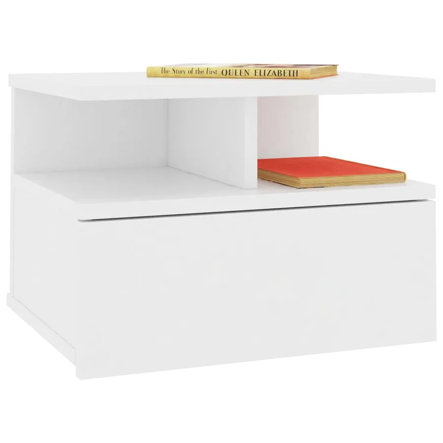 Tables de chevet flottantes 2 pcs Blanc Bois ingénierie - 3