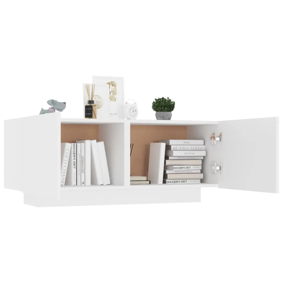 Table de chevet blanc 100x35x40 cm bois d'ingénierie - 4