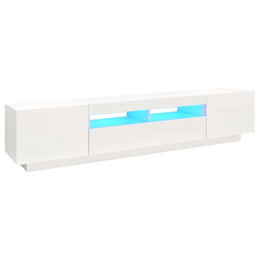 Meuble TV avec lumières LED Blanc 200x35x40 cm - 2