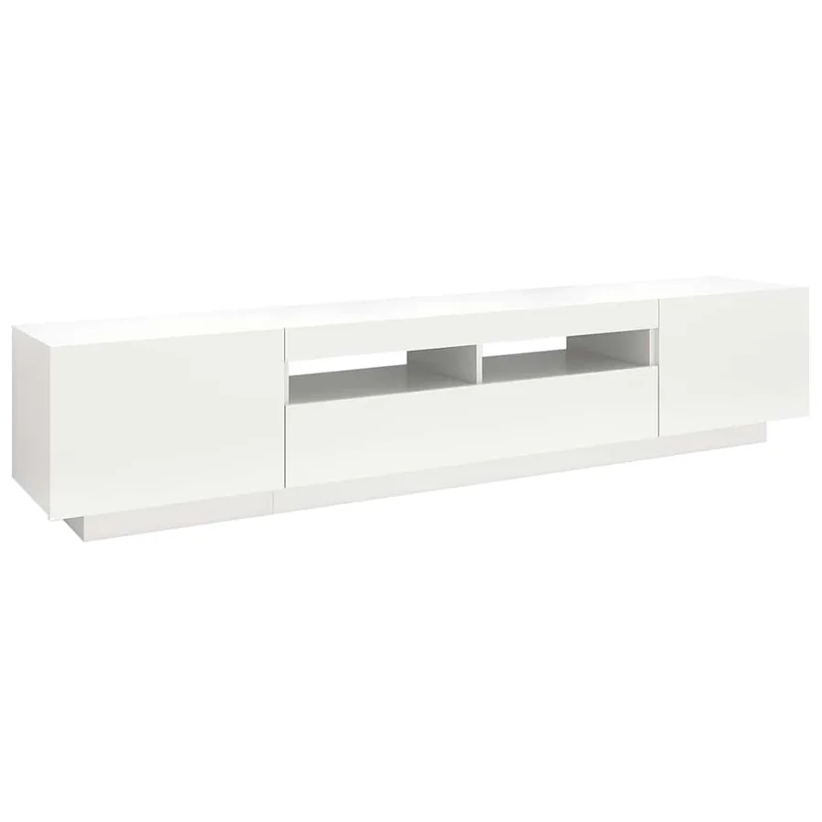 Meuble TV avec lumières LED Blanc 200x35x40 cm - 7