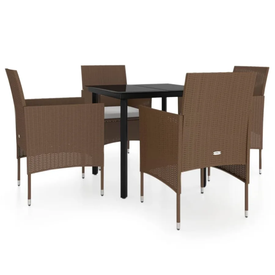 Ensemble à manger de jardin coussins 5 pcs Marron/noir - 2