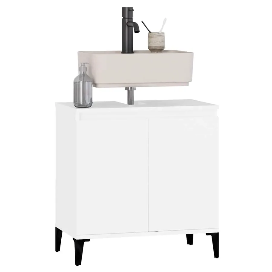 Meuble d'évier blanc 58x33x60 cm bois d'ingénierie - 4