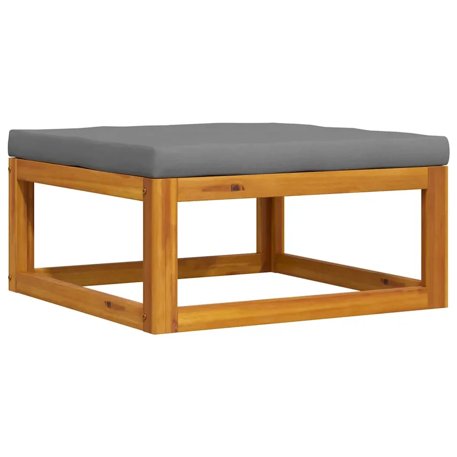 Repose-pied avec coussin gris foncé Bois d'acacia massif - 6