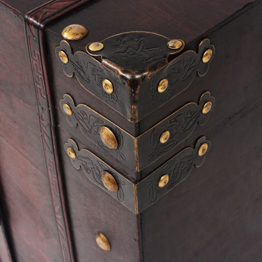 Coffre vintage de rangement bois 66 x 38 x 40 cm - 5